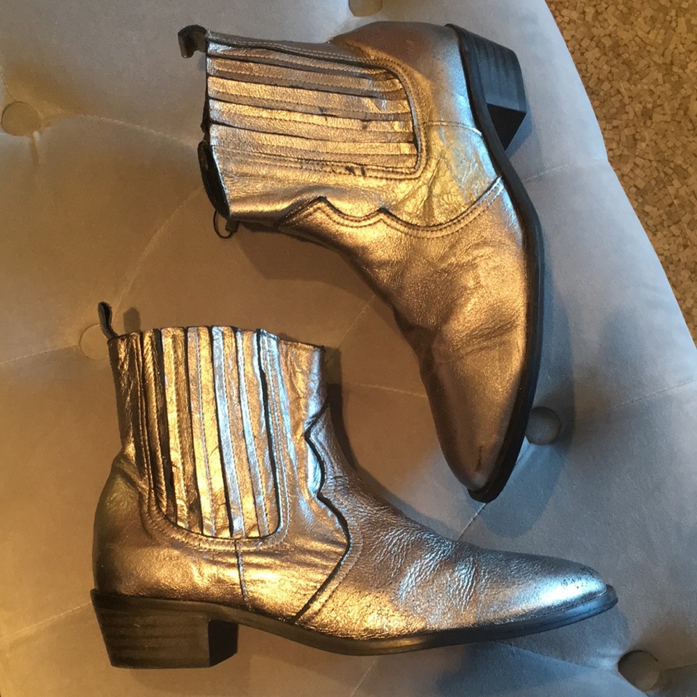 Metallic Leather booties